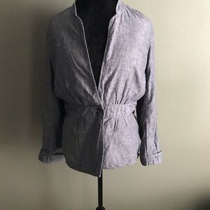 Eileen Fisher cotton chambray blazer jacket M